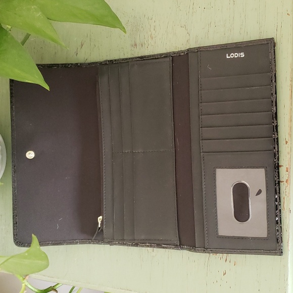 Lodis Black Faux Croc Clutch Wallet - Picture 4 of 7